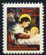 Cinderella - Denmark 1944 Christmas seal showing the Nativity unmounted mint, stamps on christmas, stamps on religion 