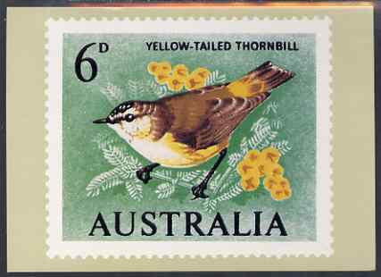 Australia 1964-65 Thornbill 6d Philatelic Postcard (Series 2 No.7) unused and very fine, stamps on birds