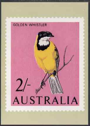 Australia 1964-65 Golden Whistler 2s Philatelic Postcard (Series 2 No.10) unused and very fine, stamps on birds
