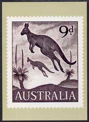 Australia 1959-64 Kangaroo 9d Philatelic Postcard (Series 4 No.21) unused and very fine, stamps on animals, stamps on roos