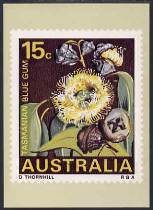 Australia 1968-71 Tasmanian Blue Gum 15c Philatelic Postcard (Series 3 No.15) unused and very fine, stamps on flowers