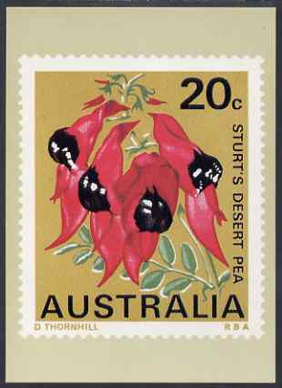 Australia 1968-71 Sturts Desert Pea 20c Philatelic Postcard (Series 3 No.16) unused and very fine, stamps on flowers