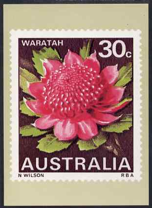 Australia 1968-71 Waratah 30c Philatelic Postcard (Series 3 No.18) unused and very fine, stamps on flowers