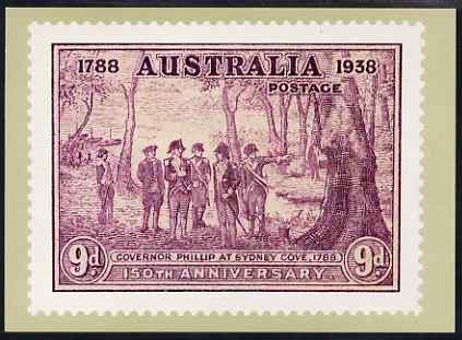 Australia 1937 New South Wales 9d (modern) Philatelic Postcard (Series 5 No.28) unused and very fine, stamps on 