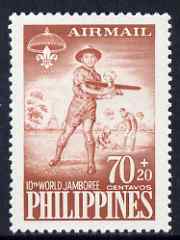 Philippines 1959 Tenth World Scout Jamboree 7c Model Airplane unmounted mint SG827, stamps on scouts, stamps on aviation