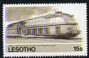 Lesotho 1984 Railways of the World 15s German Class 05 Streamlined loco with superb shift of red and blue unmounted mint (as SG 606), stamps on railways
