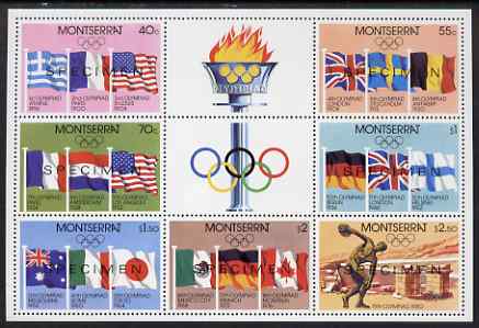 Montserrat 1980 Moscow Olympic Games perf m/sheet optd SPECIMEN, unmounted mint and scare thus, SG MS 475s, stamps on olympics, stamps on discus, stamps on flags, stamps on 