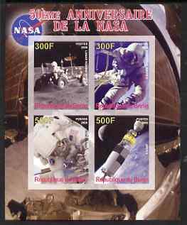 Benin 2008 NASA 50th Anniversary #1 imperf sheetlet containing 4 values, unmounted mint, stamps on , stamps on  stamps on space, stamps on  stamps on apollo, stamps on  stamps on nasa