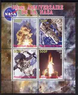 Benin 2008 NASA 50th Anniversary #3 perf sheetlet containing 4 values, unmounted mint, stamps on space, stamps on apollo, stamps on nasa