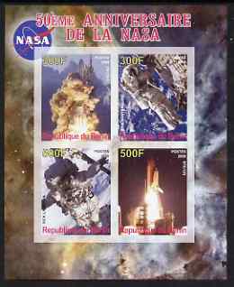 Benin 2008 NASA 50th Anniversary #3 imperf sheetlet containing 4 values, unmounted mint, stamps on space, stamps on apollo, stamps on nasa