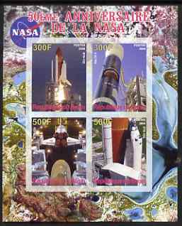 Benin 2008 NASA 50th Anniversary #4 imperf sheetlet containing 4 values, unmounted mint, stamps on space, stamps on apollo, stamps on nasa