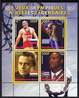 Benin 2008 Famous Olympic Athletes #1 perf sheetlet containing 4 values, unmounted mint, stamps on personalities, stamps on sport, stamps on olympics, stamps on weights, stamps on weightlifting, stamps on wrestling, stamps on boxing, stamps on fencing