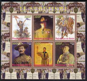 Benin 2008 Scouting perf sheetlet containing 6 values, unmounted mint, stamps on scouts, stamps on rockwell, stamps on arts