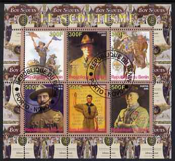 Benin 2008 Scouting perf sheetlet containing 6 values, fine cto used, stamps on , stamps on  stamps on scouts, stamps on  stamps on rockwell, stamps on  stamps on arts