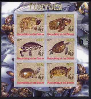 Benin 2008 WWF - Tortoises imperf sheetlet containing 6 values, unmounted mint, stamps on , stamps on  wwf , stamps on tortoises
