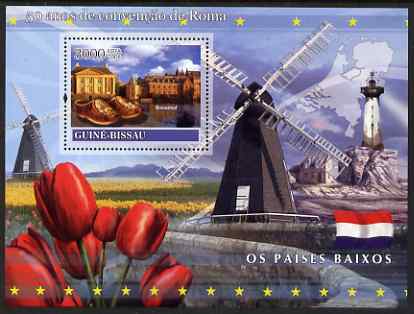 Guinea - Bissau 2008 Europa - 50 Years of Treaty of Rome - Netherlands perf souvenir sheet unmounted mint , stamps on europa, stamps on personalities, stamps on flags, stamps on maps, stamps on arts, stamps on windmills, stamps on tulips, stamps on flowers, stamps on lighthouses