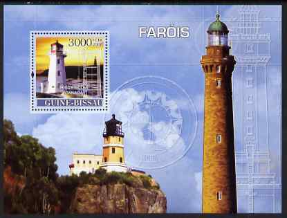 Guinea - Bissau 2008 Lighthouses perf souvenir sheet unmounted mint , stamps on lighthouses