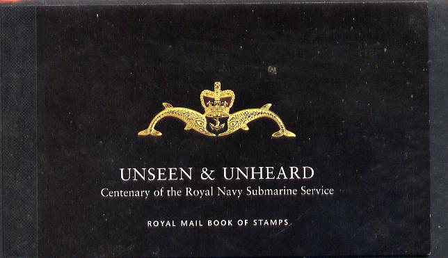 Great Britain 2001 Unseen & Unheard Â£6.76 Prestige booklet complete & very fine SG DX27, stamps on ships, stamps on submarines, stamps on crests, stamps on medals, stamps on  vc , stamps on victoria cross, stamps on 