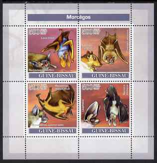 Guinea - Bissau 2007 Bats perf sheetlet containing 4 values unmounted mint , stamps on animals, stamps on mammals, stamps on bats