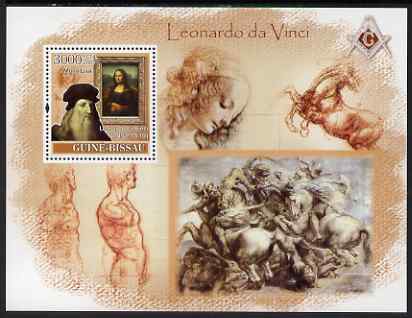 Guinea - Bissau 2007 Leonardo Da Vinci perf souvenir sheet unmounted mint , stamps on personalities, stamps on arts, stamps on leonardo, stamps on horses, stamps on da vinci, stamps on nudes, stamps on masonics, stamps on masonry