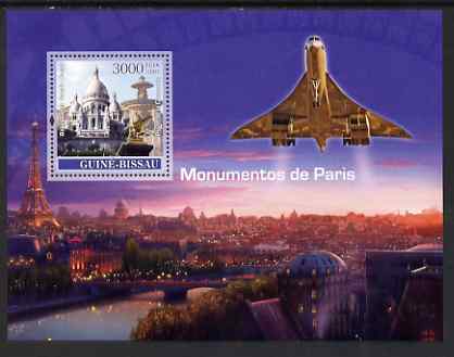 Guinea - Bissau 2007 Monuments of Paris perf souvenir sheet unmounted mint , stamps on tourism, stamps on monuments, stamps on churches, stamps on eiffel tower, stamps on concorde