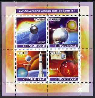 Guinea - Bissau 2007 Space - Sputnik 1 perf sheetlet containing 4 values unmounted mint , stamps on space, stamps on sputnik, stamps on satellites