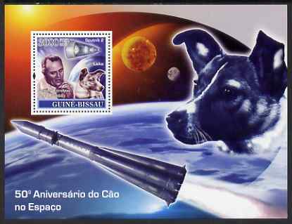 Guinea - Bissau 2007 Space Dogs - Sputnik 2 perf souvenir sheet unmounted mint , stamps on space, stamps on sputnik, stamps on satellites, stamps on dogs