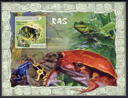 Mozambique 2007 Frogs perf souvenir sheet unmounted mint Yv 173, stamps on frogs, stamps on amphibians, stamps on maps