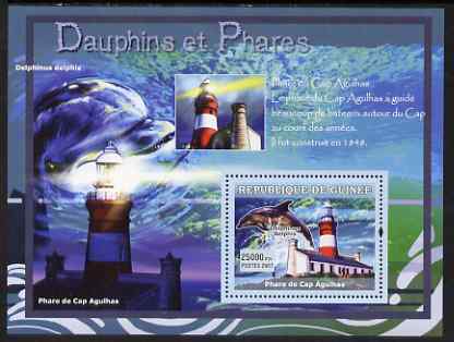 Guinea - Conakry 2007 Dolphins & Lighthouses perf souvenir sheet #1 unmounted mint Yv 540, stamps on , stamps on  stamps on dolphins, stamps on  stamps on lighthouses