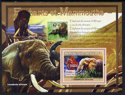 Guinea - Conakry 2007 Elephants & Mammoths perf souvenir sheet #1 unmounted mint Yv 546, stamps on animals, stamps on elephants, stamps on dinosaurs