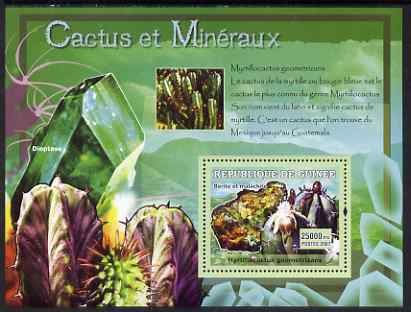 Guinea - Conakry 2007 Cacti & Minerals perf souvenir sheet #3 unmounted mint Yv 554, stamps on cacti, stamps on cactus, stamps on minerals