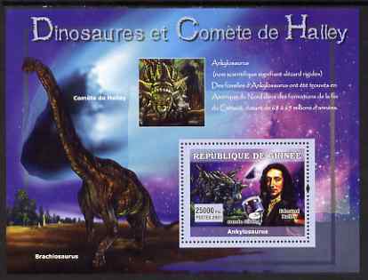 Guinea - Conakry 2007 Dinosaurs & Halleys Comet perf souvenir sheet #1 unmounted mint Yv 564, stamps on dinosaurs, stamps on comets, stamps on halley, stamps on space, stamps on astronomy