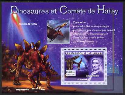 Guinea - Conakry 2007 Dinosaurs & Halleys Comet perf souvenir sheet #3 unmounted mint Yv 566, stamps on dinosaurs, stamps on comets, stamps on halley, stamps on space, stamps on astronomy