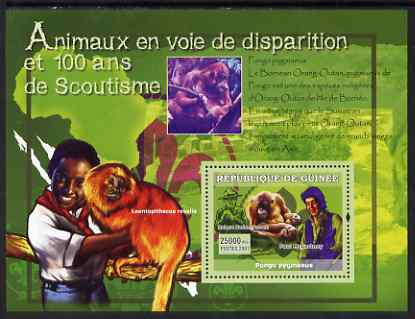 Guinea - Conakry 2007 Endangered Animals & Scouts perf souvenir sheet #2 unmounted mint Yv 571, stamps on animals, stamps on scouts, stamps on beatles