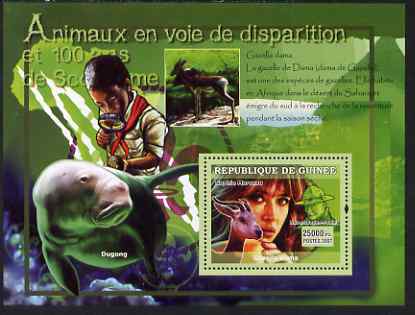 Guinea - Conakry 2007 Endangered Animals & Scouts perf souvenir sheet #3 unmounted mint Yv 572, stamps on animals, stamps on scouts, stamps on 