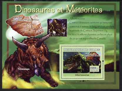 Guinea - Conakry 2007 Dinosaurs & Meteorites perf souvenir sheet #1 unmounted mint Yv 561, stamps on dinosaurs, stamps on minerals, stamps on meteors, stamps on astronomy