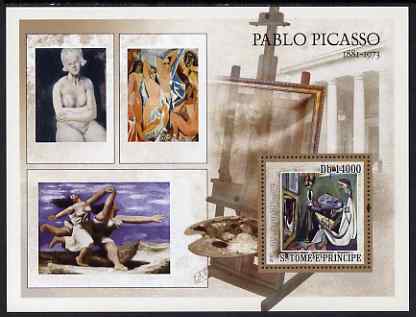 St Thomas & Prince Islands 2007 Paintings by Picasso perf deluxe s/sheet containing 1 value unmounted mint , stamps on arts, stamps on picasso