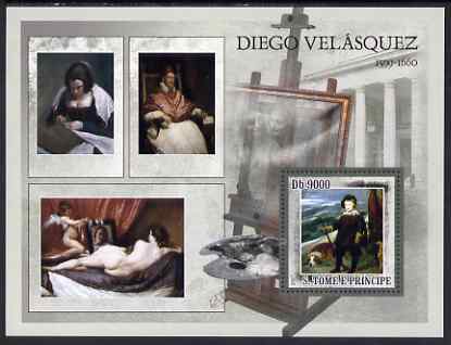 St Thomas & Prince Islands 2007 Paintings by Velasquez perf deluxe s/sheet containing 1 value unmounted mint , stamps on arts, stamps on velasquez, stamps on lace, stamps on nudes