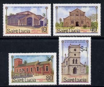 St Lucia 1986 Christmas (Churches) set of 4 (SG 919-22) unmounted mint, stamps on christmas  churches