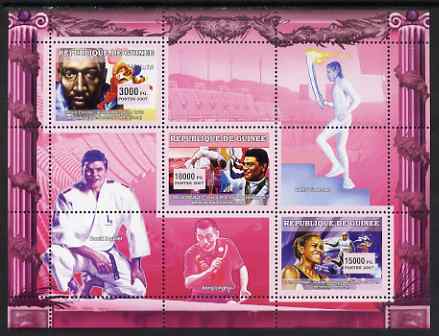 Guinea - Conakry 2007 Sports #14 perf sheetlet containing 3 values unmounted mint Yv 2900-02, stamps on , stamps on  stamps on sport, stamps on  stamps on olympics, stamps on  stamps on running, stamps on  stamps on athletics, stamps on  stamps on martial arts, stamps on  stamps on judo, stamps on  stamps on running, stamps on  stamps on table tennis, stamps on  stamps on 