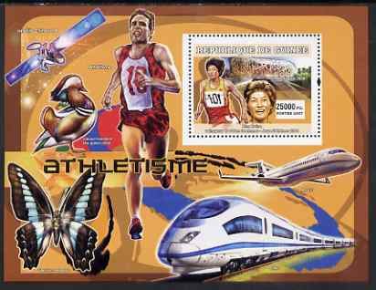 Guinea - Conakry 2007 Sports - Running perf souvenir sheet unmounted mint Yv 485, stamps on sport, stamps on running, stamps on butterflies, stamps on railways, stamps on satellites, stamps on ducks, stamps on aviation