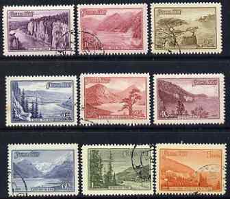 Russia 1959 Tourist Publicity perf set of 9 fine cds used, SG 2399-2407, stamps on tourism, stamps on lakes, stamps on rivers, stamps on mountains