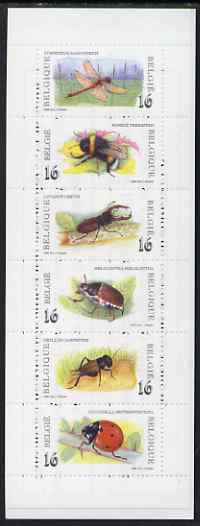 Booklet - Belgium 1996 150th Anniversary of Royal Institute of Natural Sciences with pane of 6 insects, SG SB59, stamps on insects, stamps on bees, stamps on dragonflies, stamps on beetles
