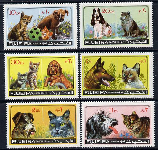 Fujeira 1971 Cats & Dogs set of 6 unmounted mint (Mi 798-803A) , stamps on animals, stamps on cats, stamps on dogs, stamps on  cocker, stamps on  gsd , stamps on fox terrier