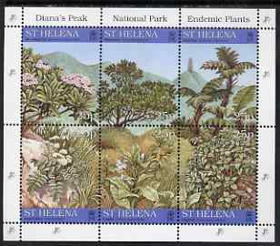 St Helena 1997 Endemic Plants from Dianas Peak National Park composite sheetlet of 6 unmounted mint, SG 734a, stamps on flowers, stamps on trees, stamps on national parks