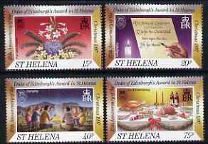 St Helena 1997 Christmas, 25th Anniversary of Duke of Edinburghs Award in St Helena set of 4 unmounted mint, SG753-56, stamps on christmas, stamps on flowers, stamps on food