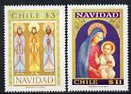 Chile 1978 Christmas set of 2 unmounted mint, SG 810-11, stamps on christmas