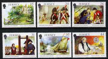 Jersey 1991 175th Death Anniversary of Philippe D'Auvergne set of 6 unmounted mint, SG 539-44, stamps on ships, stamps on napoleon, stamps on personalities