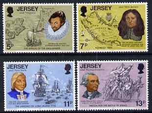 Jersey 1976 Bicentenary of American Independence set of 4 unmounted mint, SG 160-63, stamps on ships, stamps on personalities, stamps on explorers