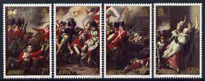 Jersey 1981 Bicent of Battle of Jersey - details of paintings by J S Copley set of 4 unmounted mint, SG 244-47, stamps on arts, stamps on militaria, stamps on battles